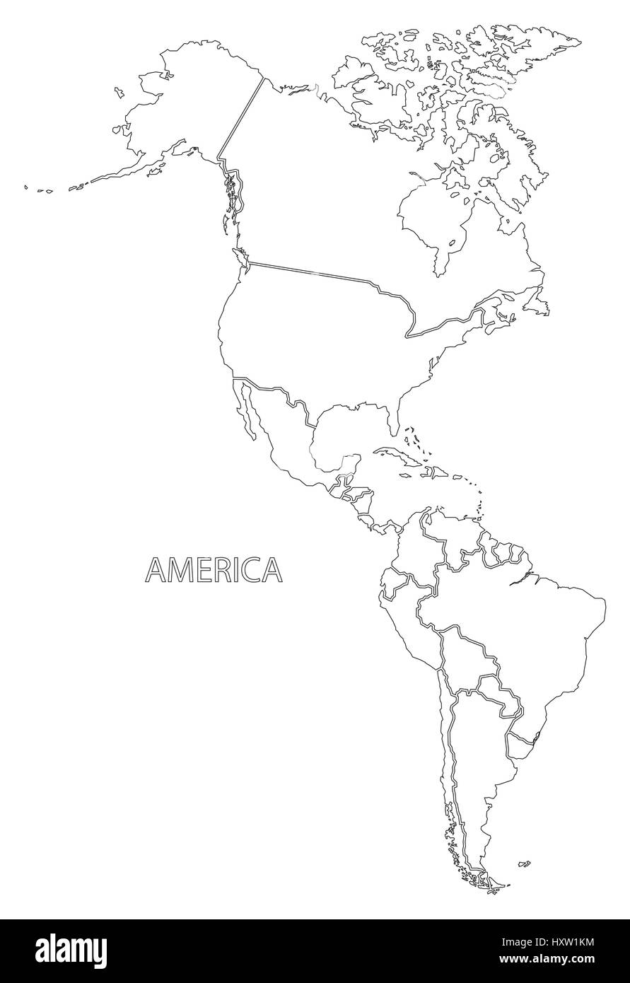 América Silueta Esquema Mapa Con Países Imagen Vector De Stock Alamy 2837