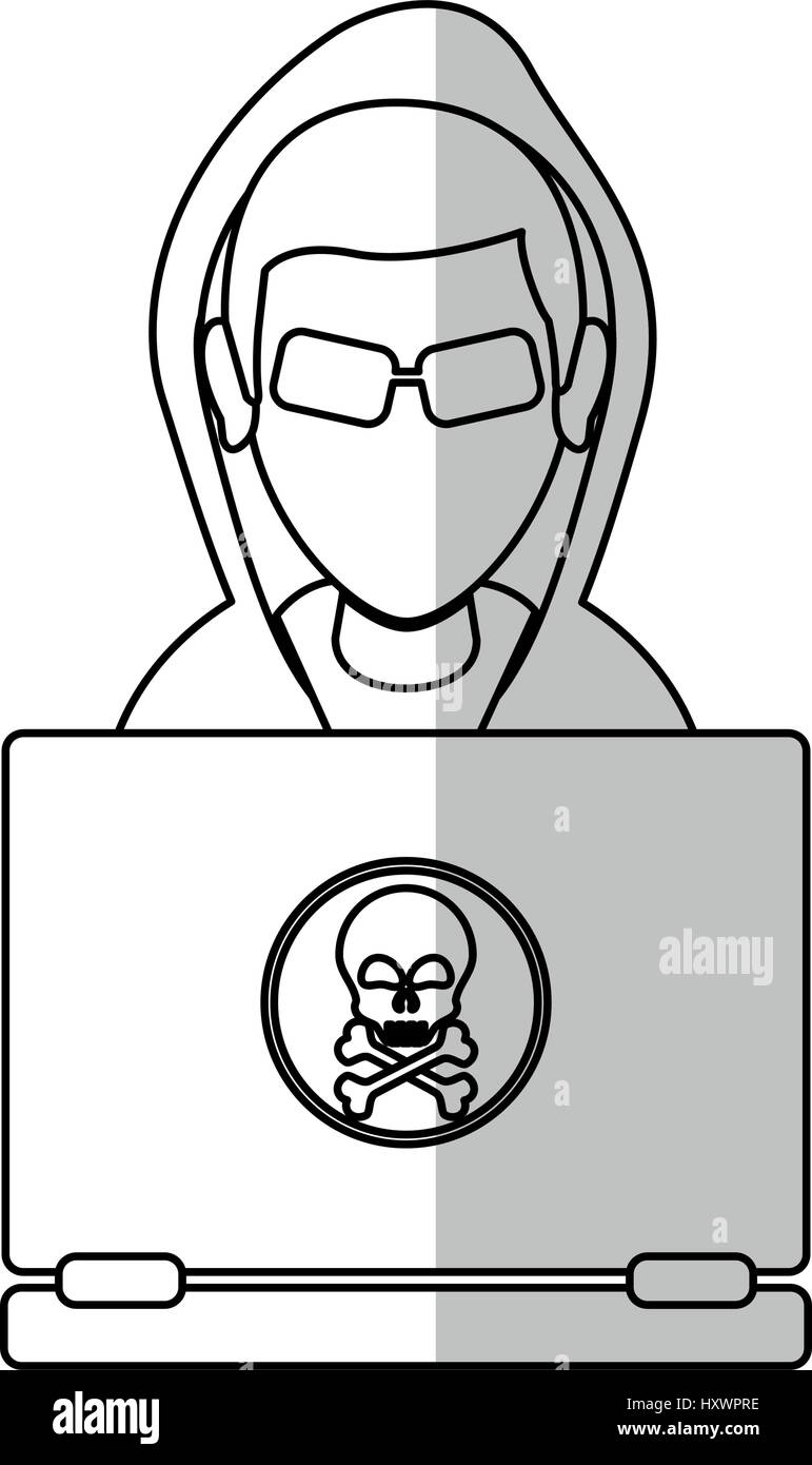 Hacker hombre icono de dibujos animados sobre fondo blanco. ilustración  vectorial Imagen Vector de stock - Alamy