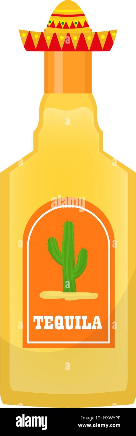 Botella de Tequila icono del estilo de dibujos animados, plano aislado  sobre fondo blanco. Ilustración vectorial, bebida tradicional mexicana clip  art Imagen Vector de stock - Alamy