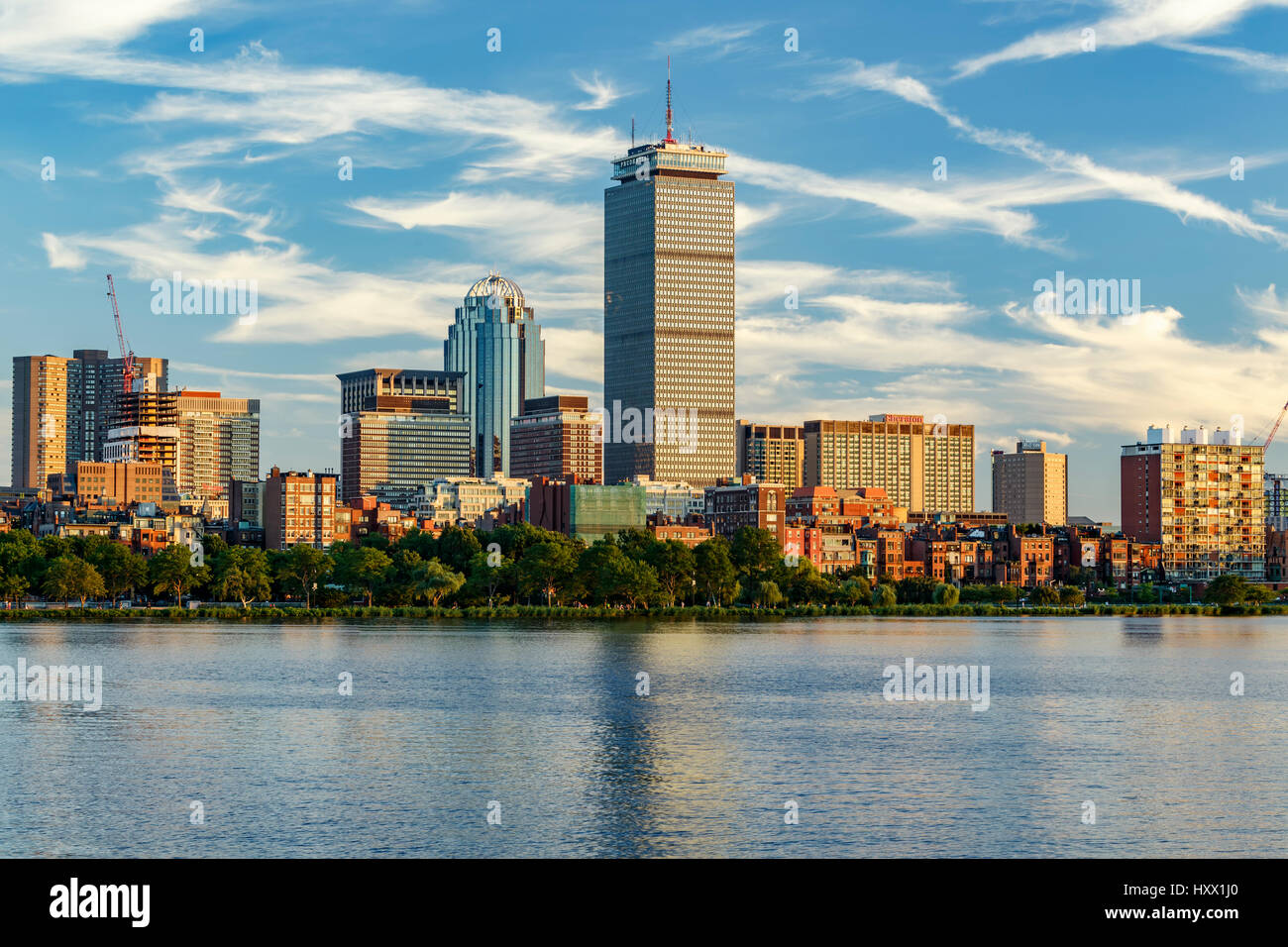 Horizonte y Charles River, en Boston, Massachusetts, EE.UU. Foto de stock