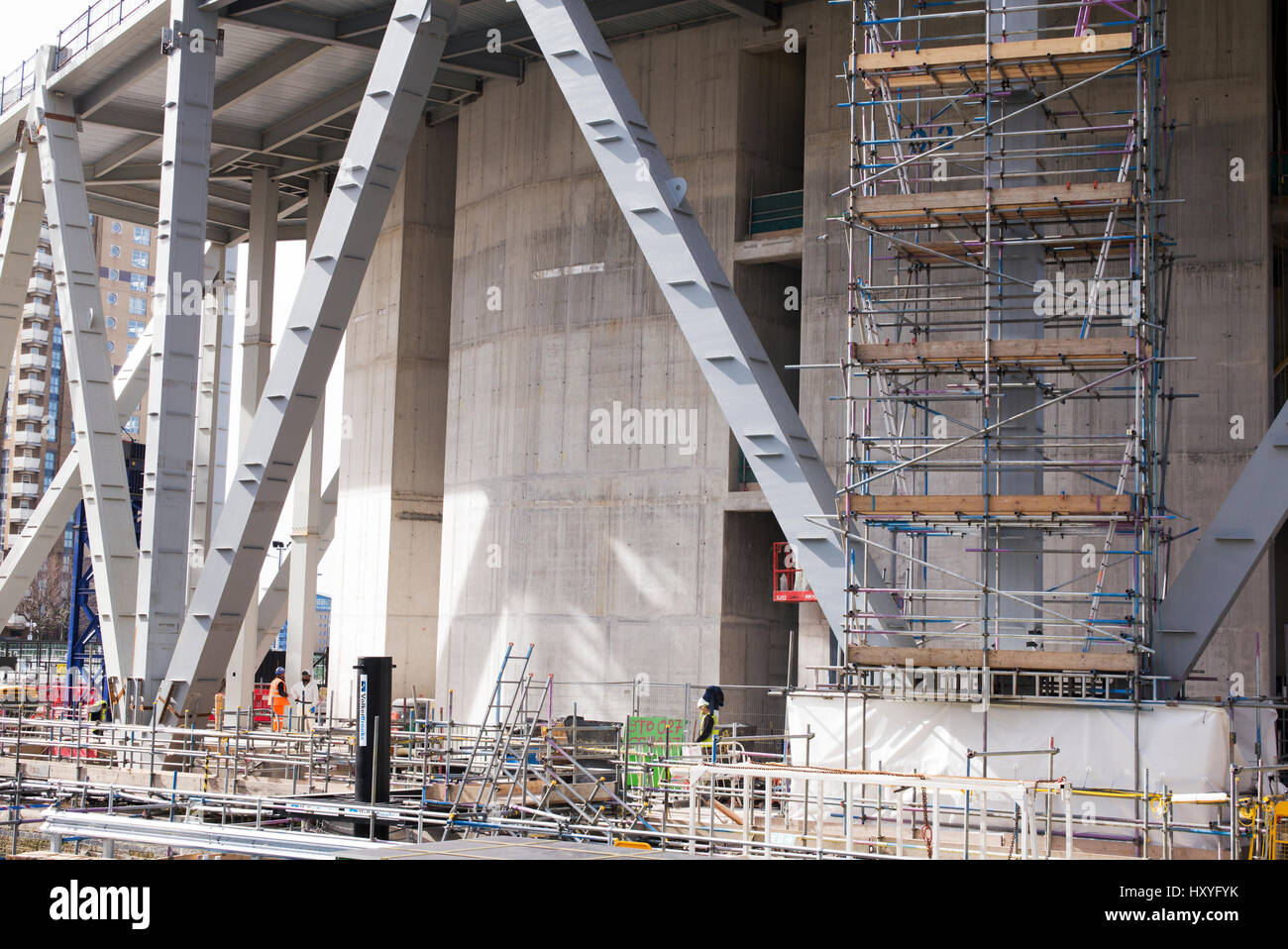 La construcción del edificio. Canary Wharf, Londres. UK Foto de stock