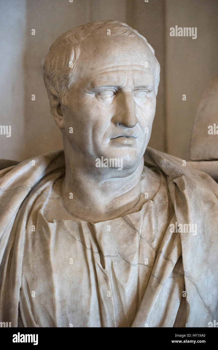 Roma. Italia. Retrato de busto romano Cicerón (Marcus Tullius Cicero ca. 106-43 a.C.), primer siglo AD, Sala de los filósofos, los Museos Capitolinos. Foto de stock