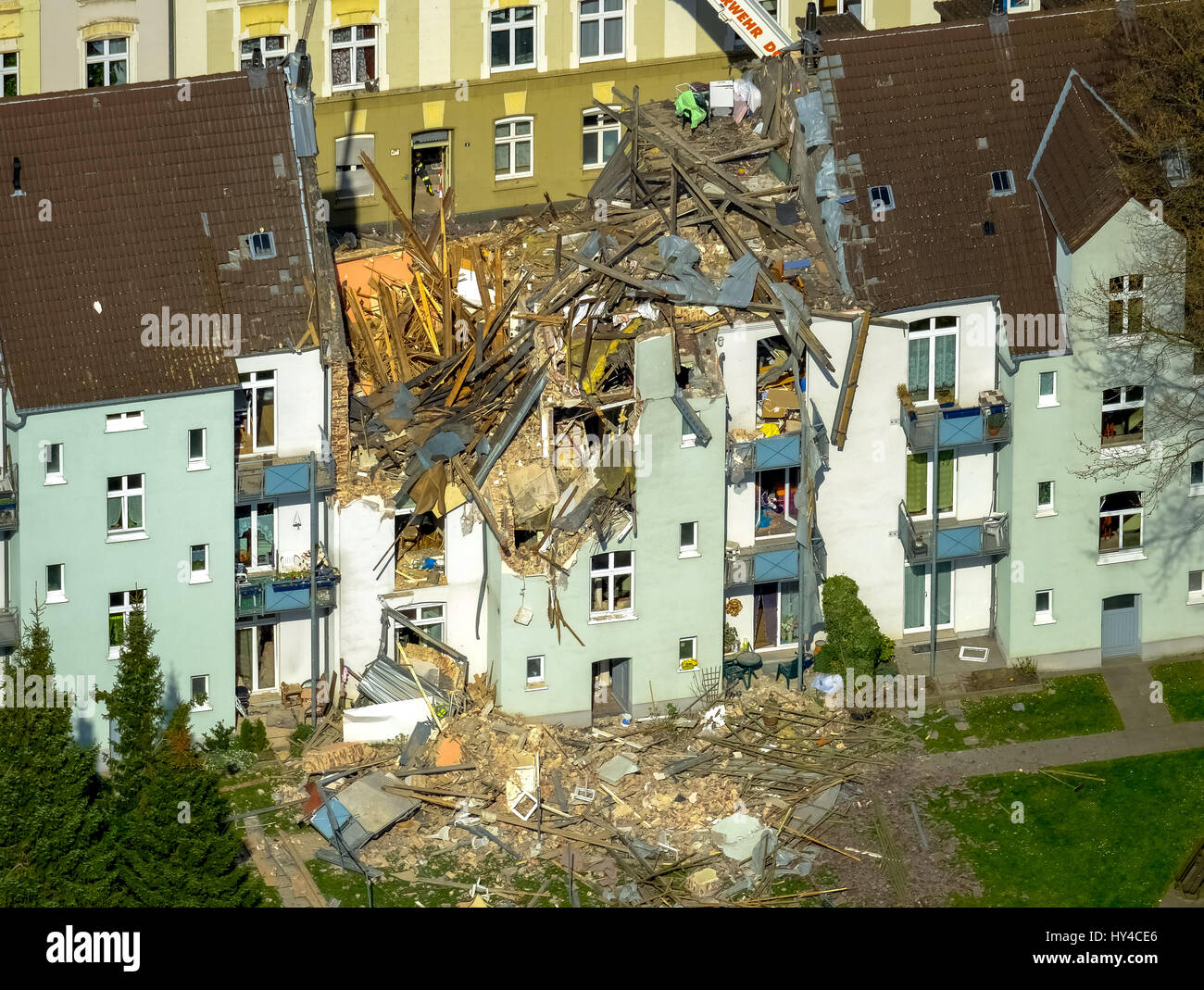 Edificio residencial en Dortmund explotó, Dortmund - Horda, explosión en un edificio residencial de tres pisos, Teutonenstrasse 3, Dortmund, área de Ruhr, Foto de stock