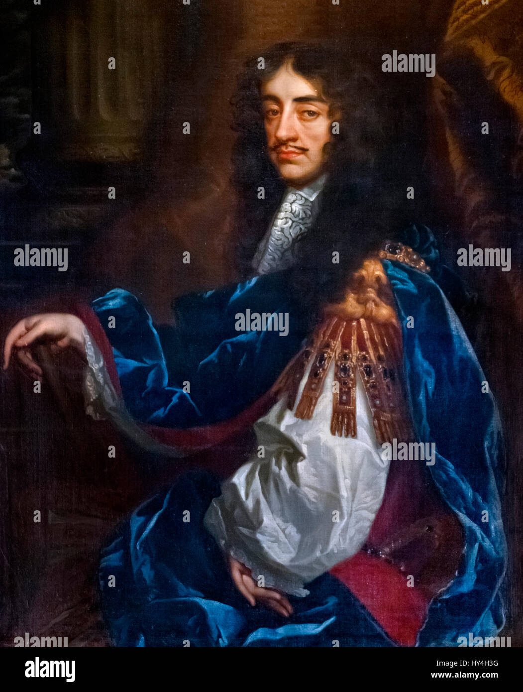 Charles II. Retrato del Rey Carlos II por Sir Peter Lely, óleo sobre lienzo, 1660 Foto de stock