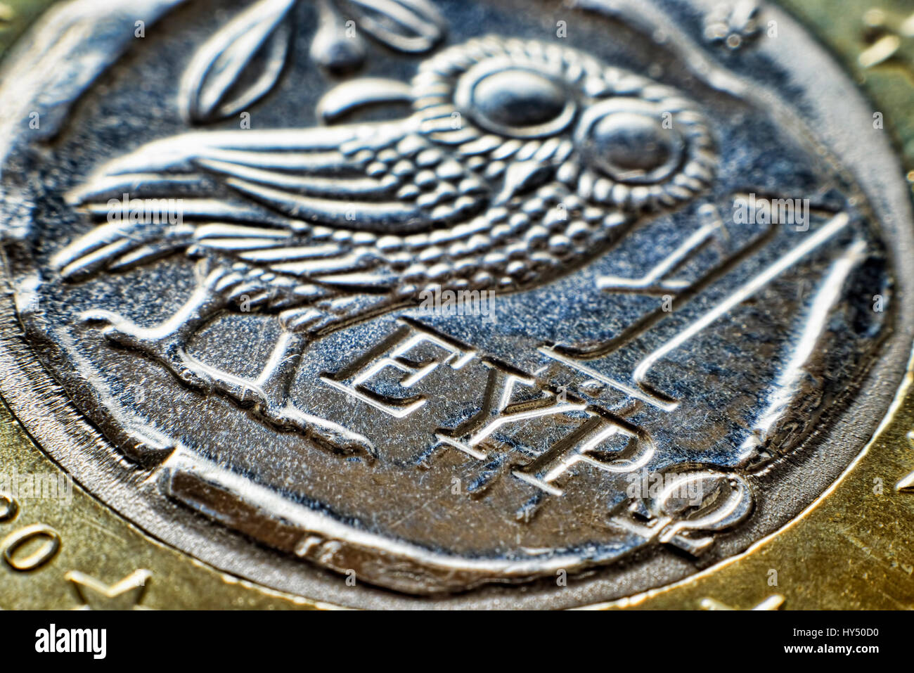 Euro-monedas griegas, Griechische Ein-Euro-Muenze Foto de stock