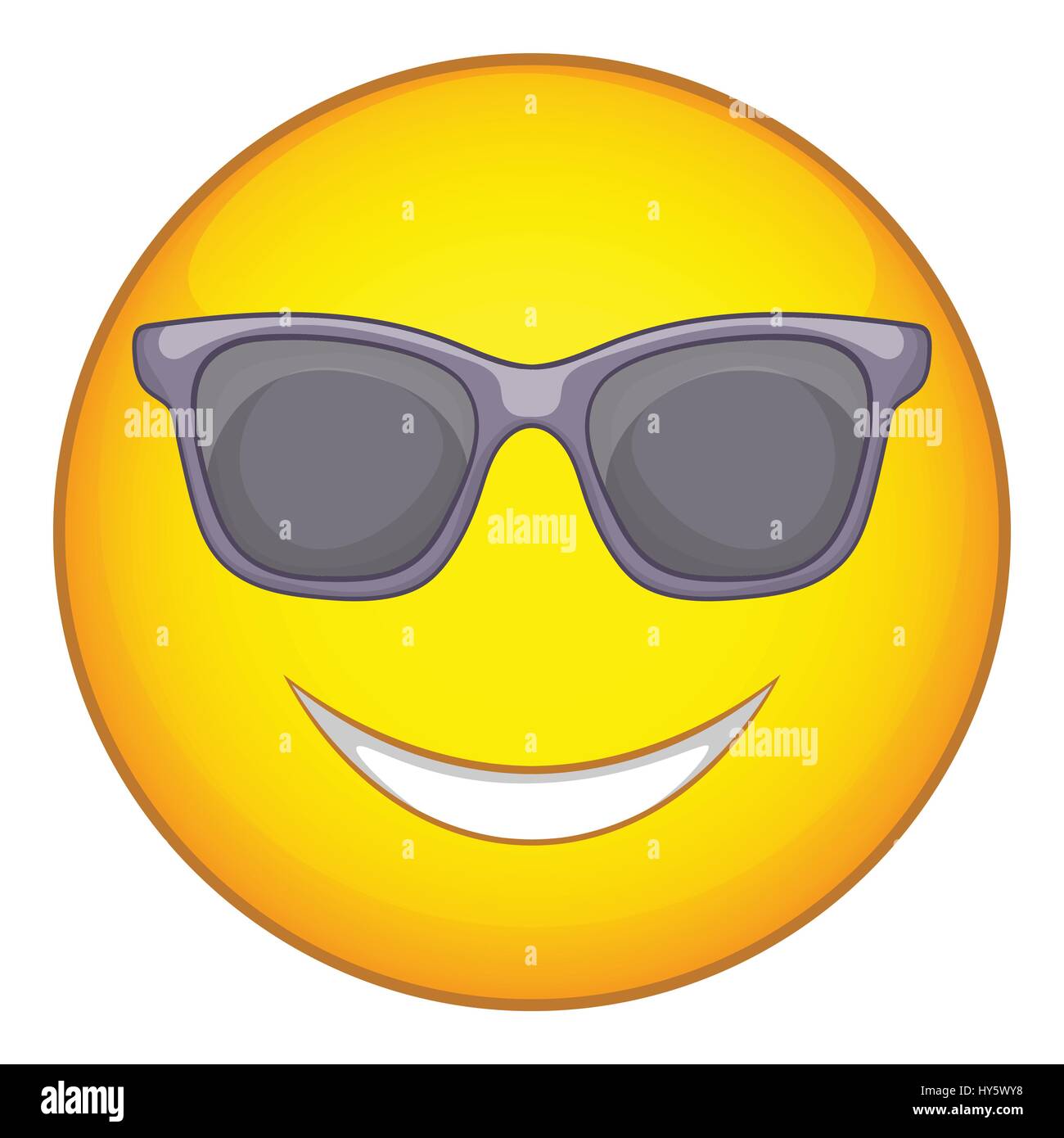 Emoticon feliz en gafas de sol, el icono de estilo de dibujos animados  Imagen Vector de stock - Alamy