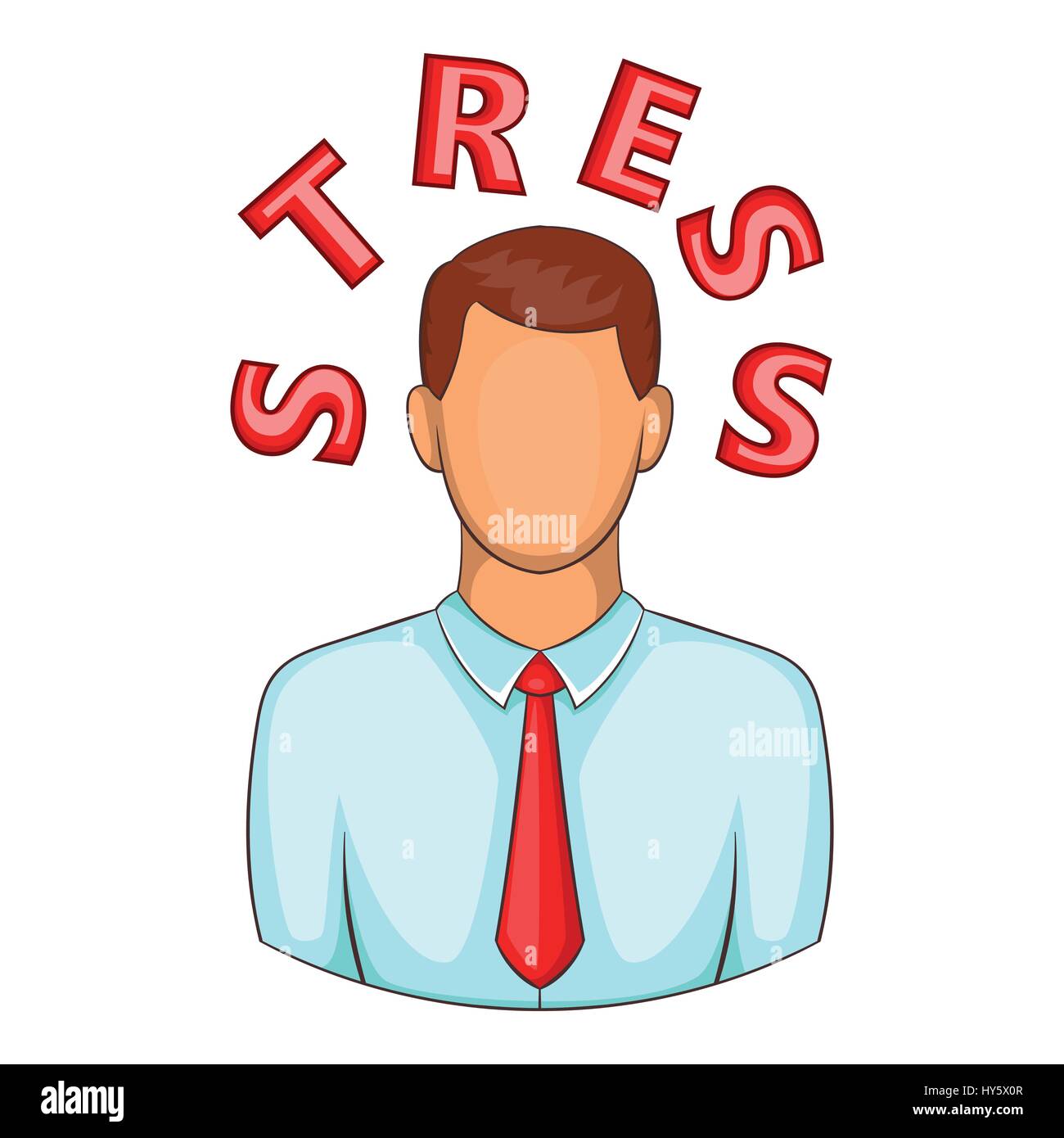 Palabra estrés cabeza cerca del hombre, icono de estilo de dibujos animados  Imagen Vector de stock - Alamy