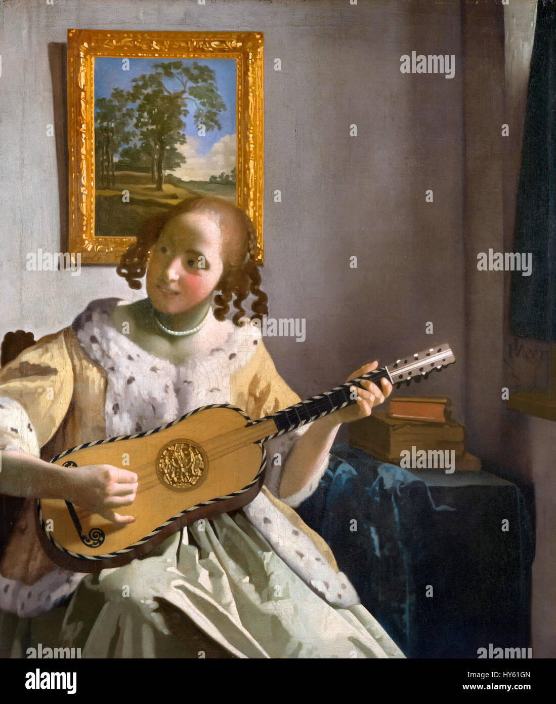 Vermeer. "El Guitarrero" de Johannes Vermeer, óleo sobre lienzo, c.1672 Foto de stock