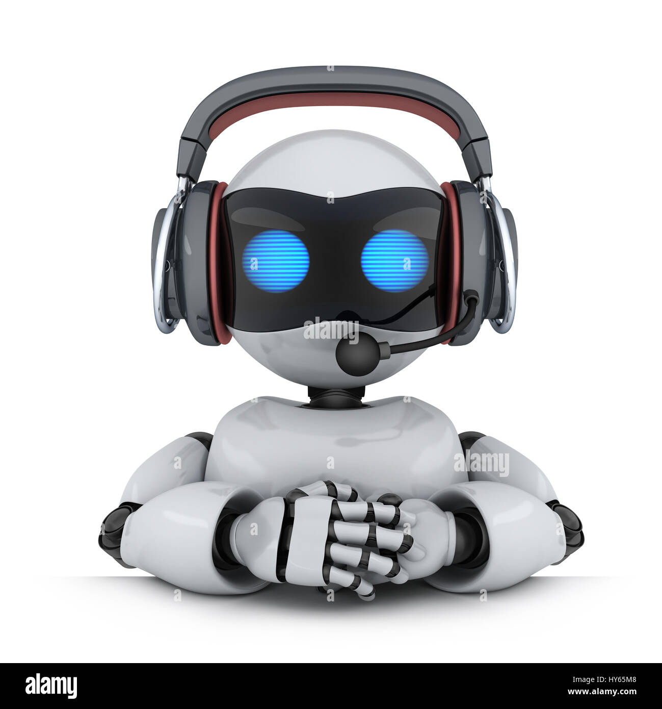 Soporte técnico. Robot en auriculares. Ilustración 3d Fotografía de stock -  Alamy