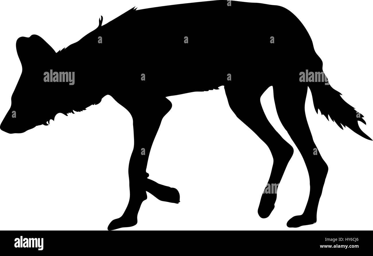 Silueta de un hambre y nervioso perro salvaje Ilustración del Vector