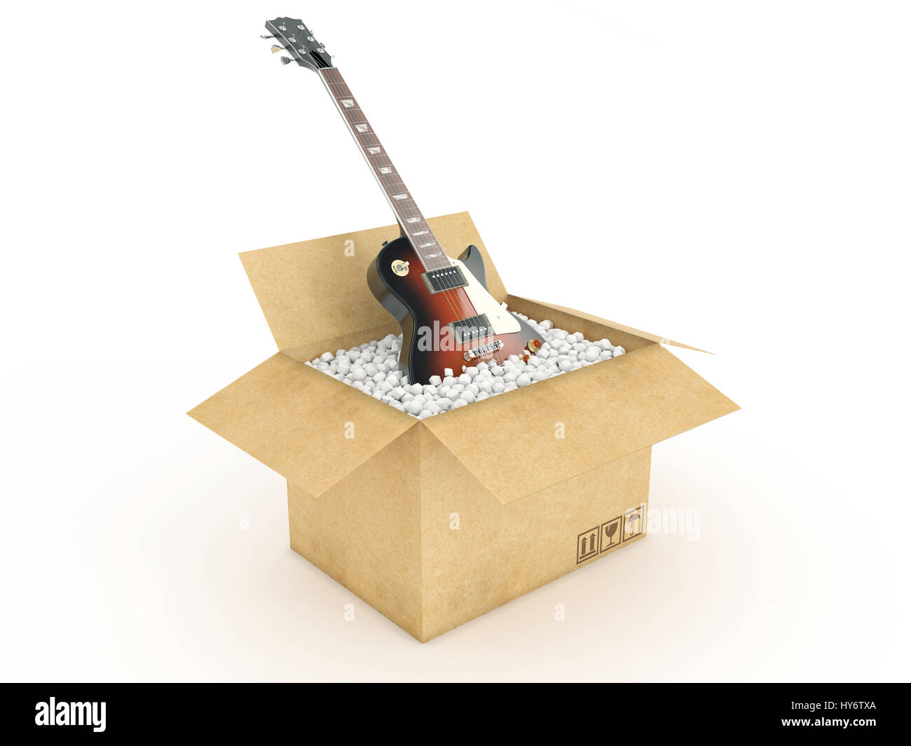 Guitarra eléctrica en caja de cartón Fotografía de stock - Alamy