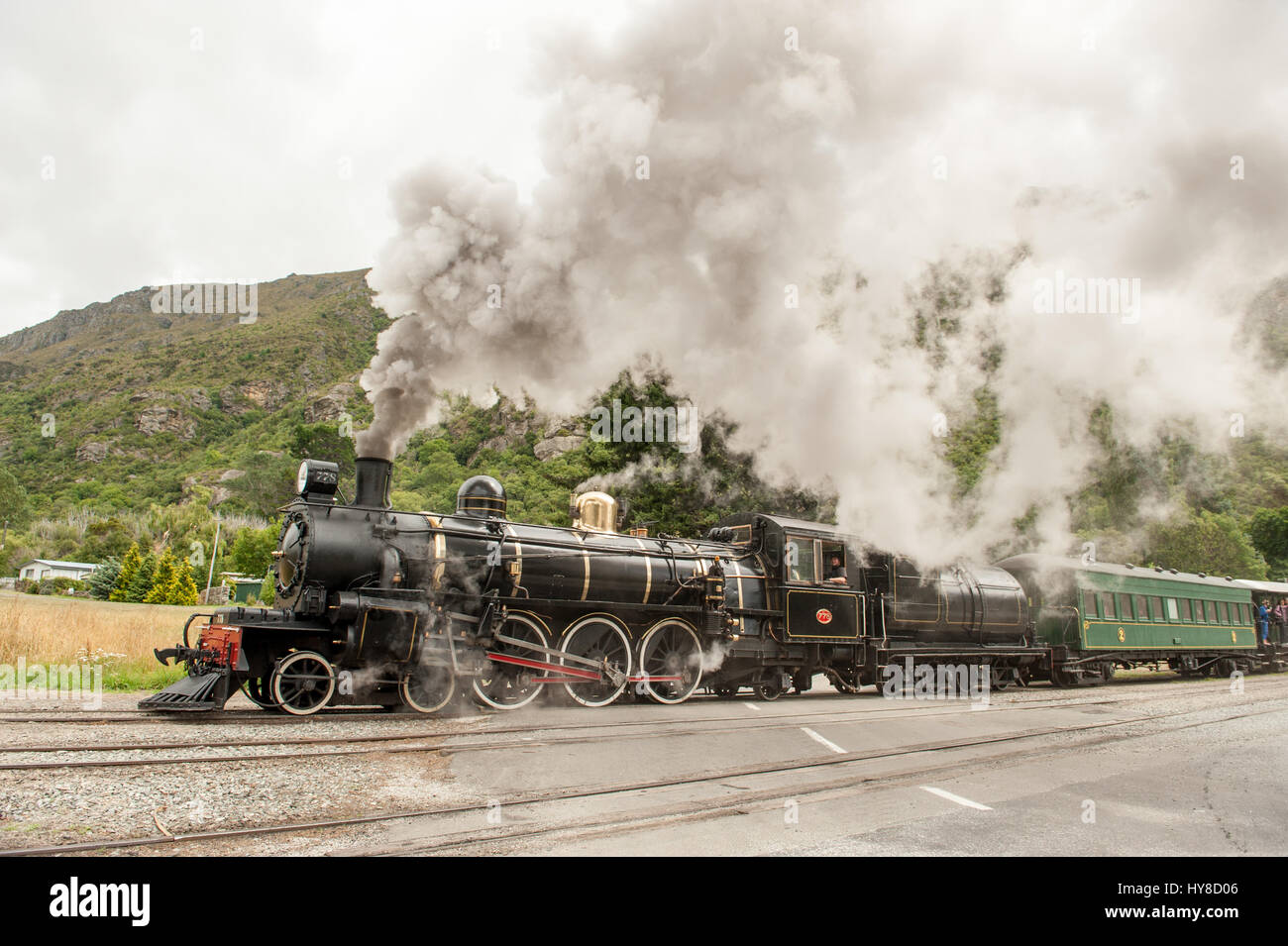 Kingston Flyer en Kingston, Nueva Zelanda. Este tren de vapor bien conservados desde la década de 1870 , previamente una atracción turística popular, no está actualmente i Foto de stock