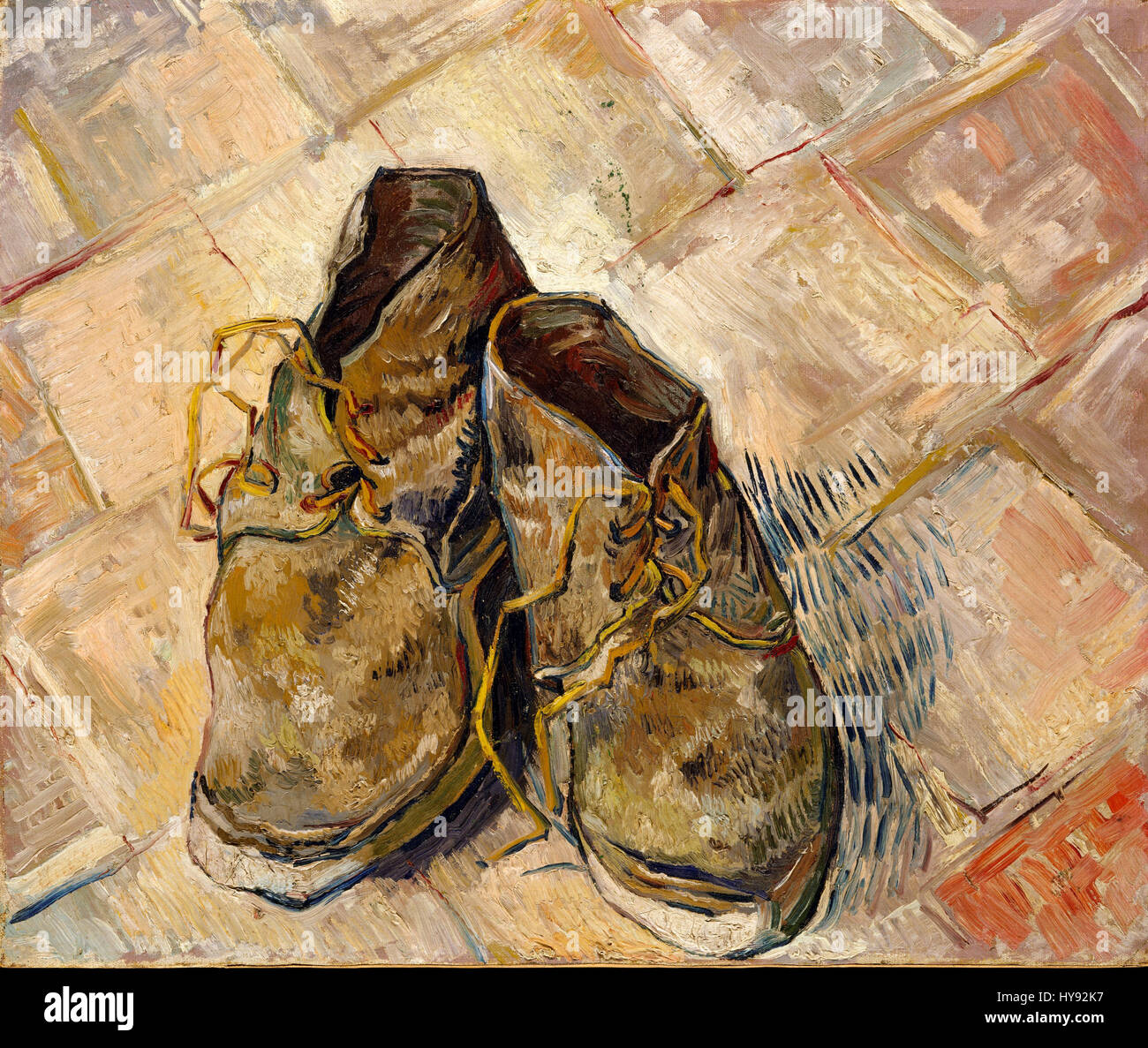 Los zapatos. Artista: Vincent van Gogh (Holandés, Zundert 1853-1890  Auvers-sur-Oise). Dimensiones: 18 x 21 3/4 pulg. (45,7 x 55,2 cm). Fecha:  1888. Van Gogh pintó algunos bodegones de zapatos o botas durante