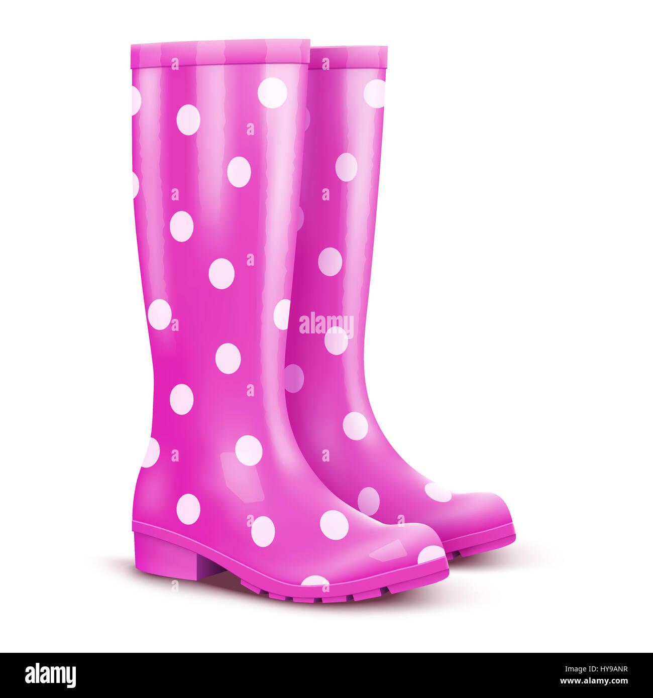 Una mujer con botas de goma rosa brillante (botas de goma) bajo la lluvia.  concepto de otoño