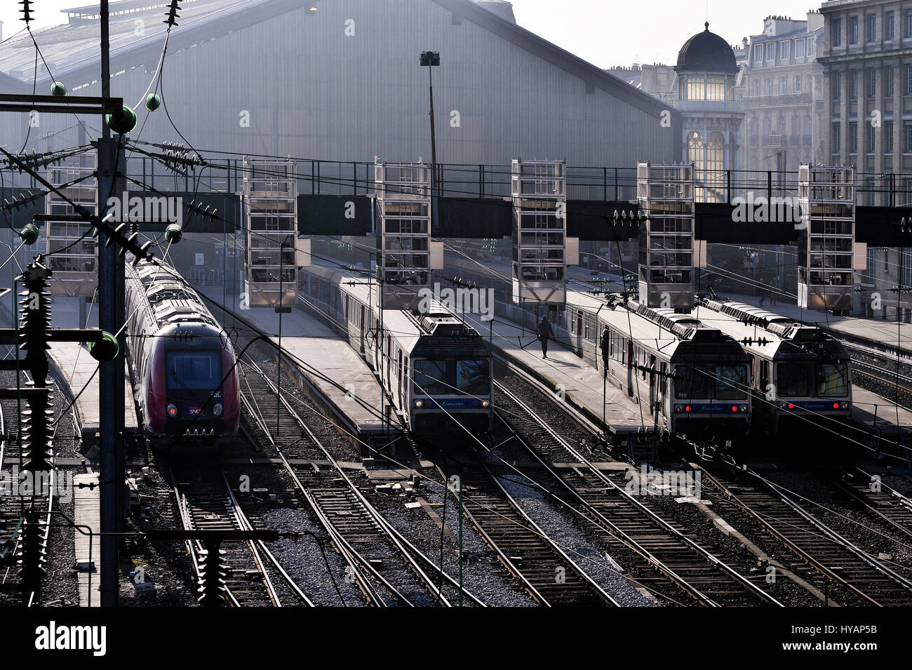 Centro ferroviario de la estación Gare du Nord, Paris, Francia Foto de stock
