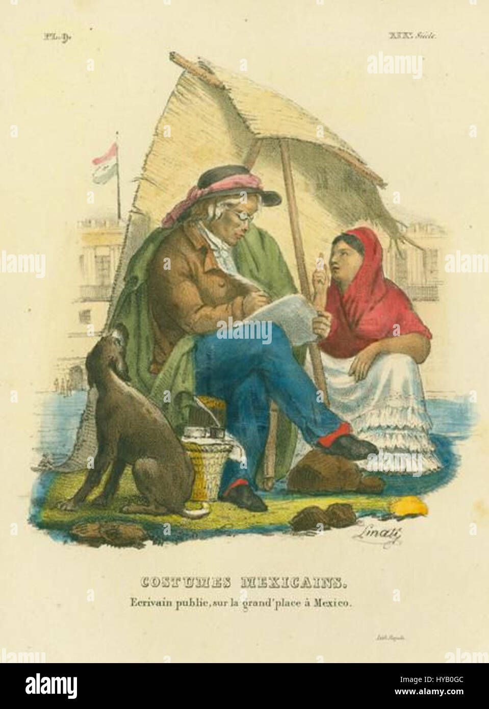 Ecrivain Public Sur La Grand Place Un Mexico Por Claudio Linati 18 Fotografia De Stock Alamy