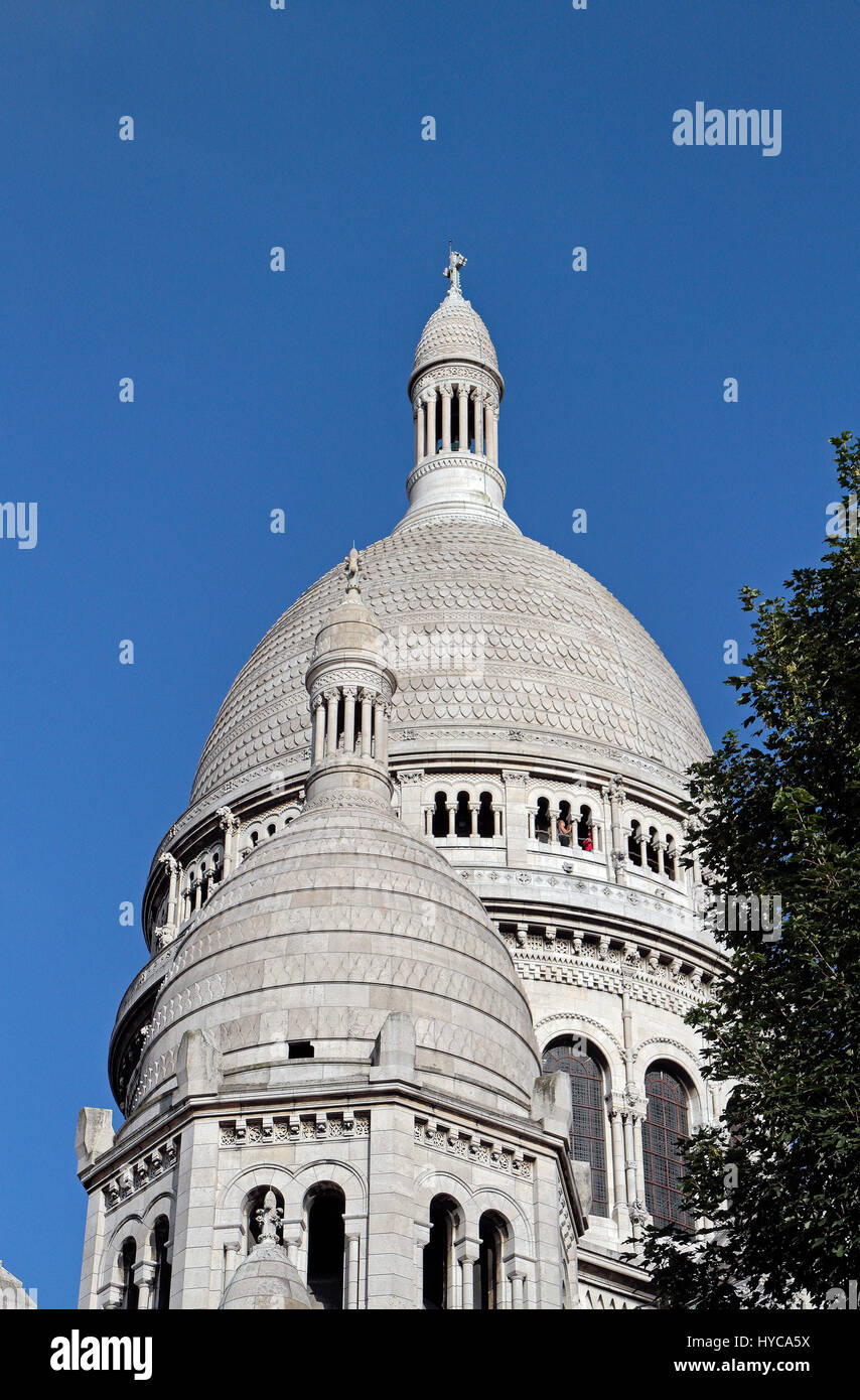 La cúpula de la Basílica du Sacré Coeur de Montmartre, la Basílica del Sagrado Corazón de París), Montmartre, Paris, Francia. Foto de stock