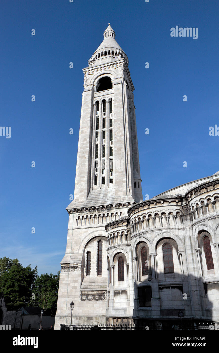 Detalle de la torre de la Basílica du Sacré Coeur de Montmartre, la Basílica del Sagrado Corazón de París), Montmartre, Paris, Francia. Foto de stock