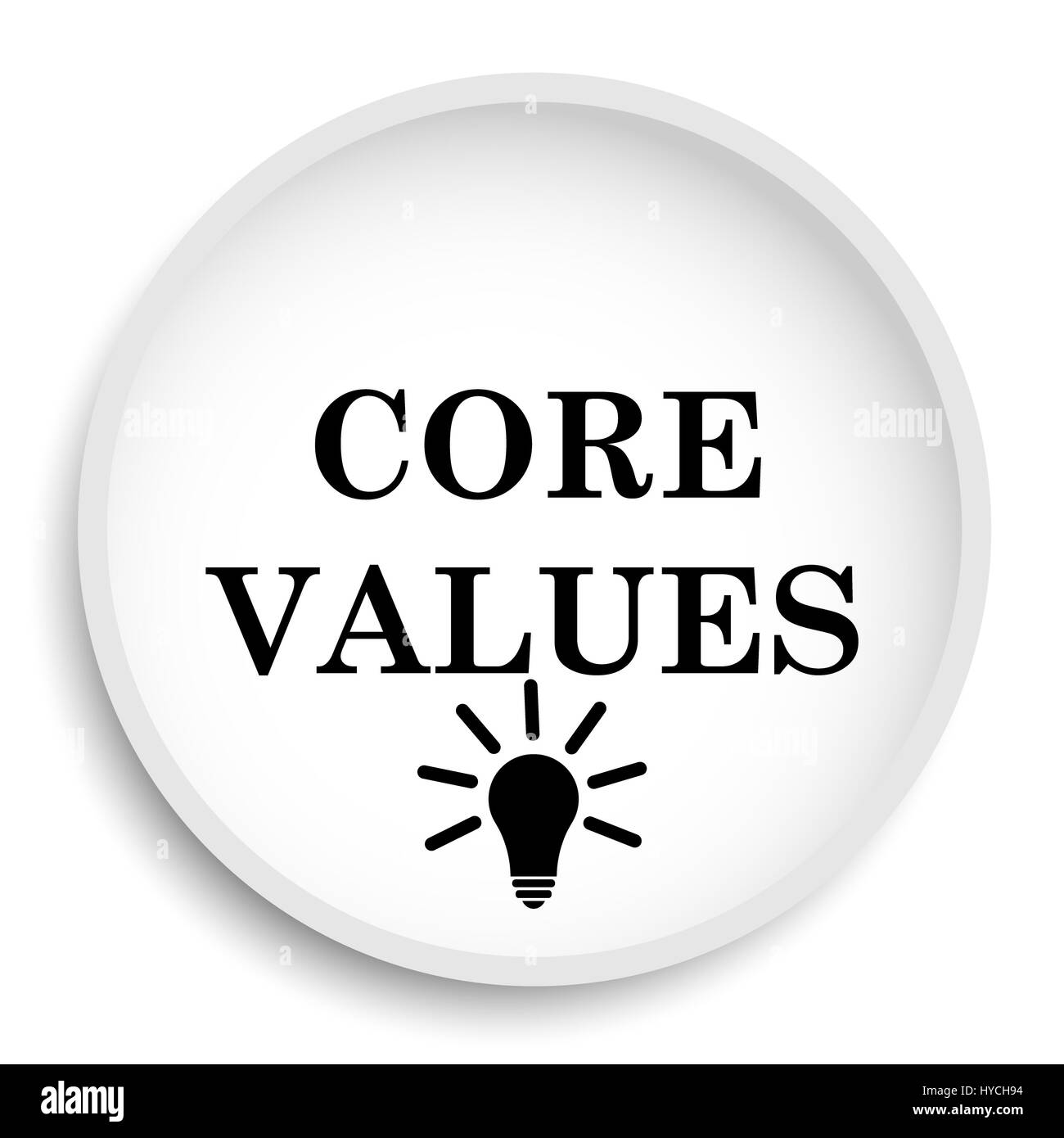 Icono de los valores fundamentales. Valores básicos botón Sitio web sobre fondo blanco