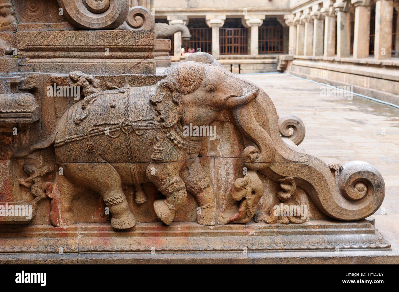 Brihadeeswarar templo hindú en Thanjavur. Tamil Nadu, India (UNESCO) Foto de stock