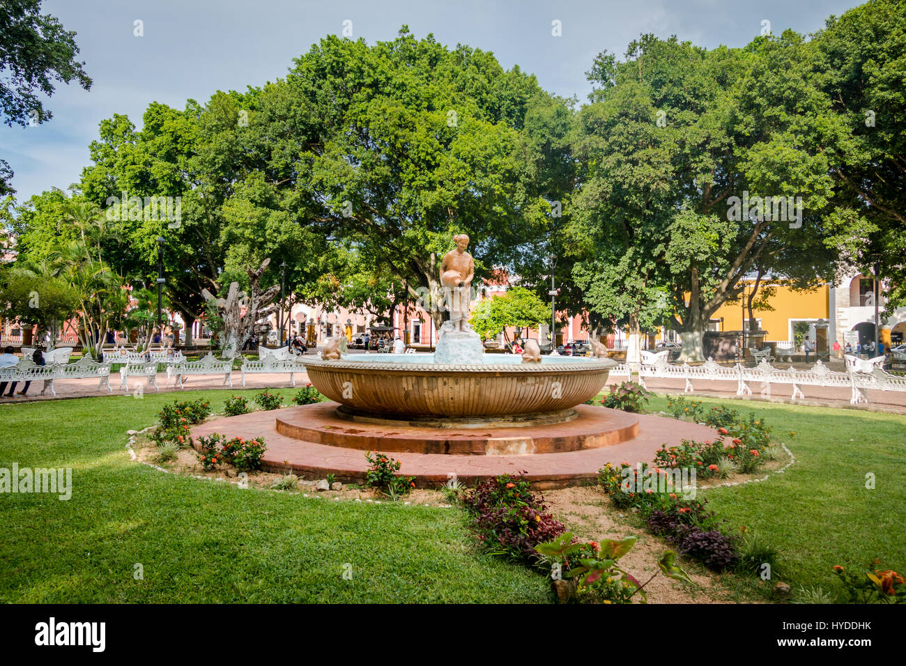 Trevi y plaza principal - Valladolid, México Foto de stock