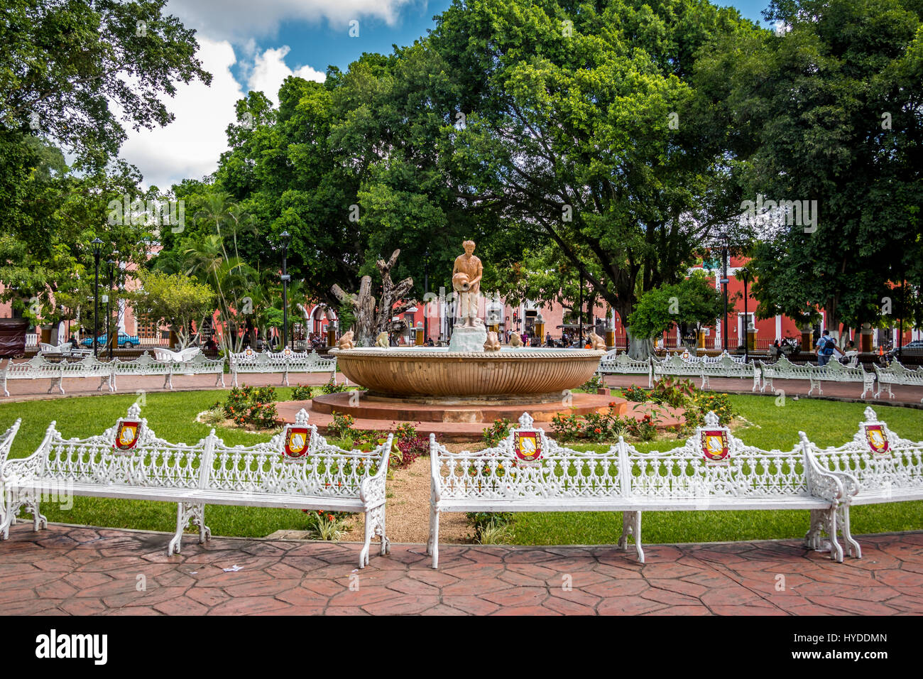 Trevi y plaza principal - Valladolid, México Foto de stock