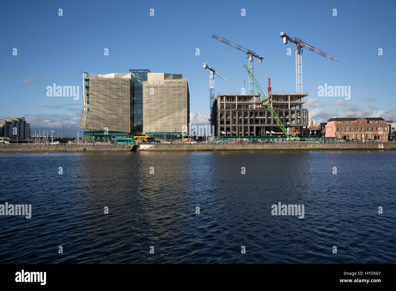 Los trabajos de construcción en los Docklands de Dublín, Irlanda. Foto de stock