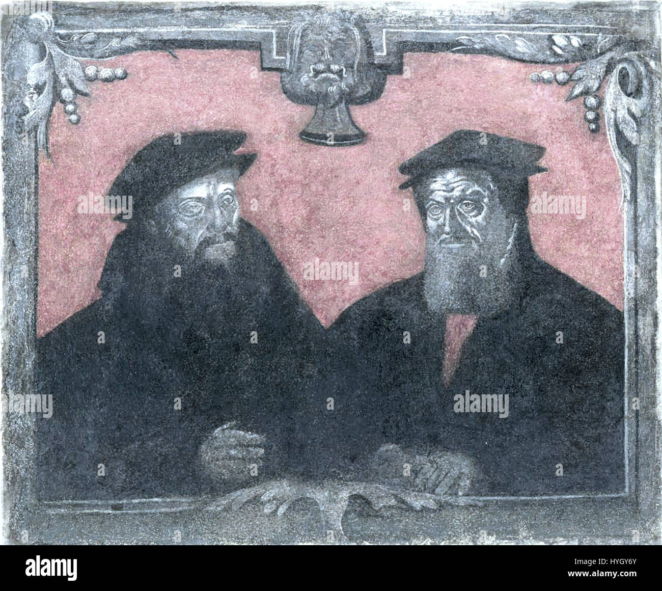 Pietro Martire Vermigli und Theodor Bibliander, falso color Foto de stock
