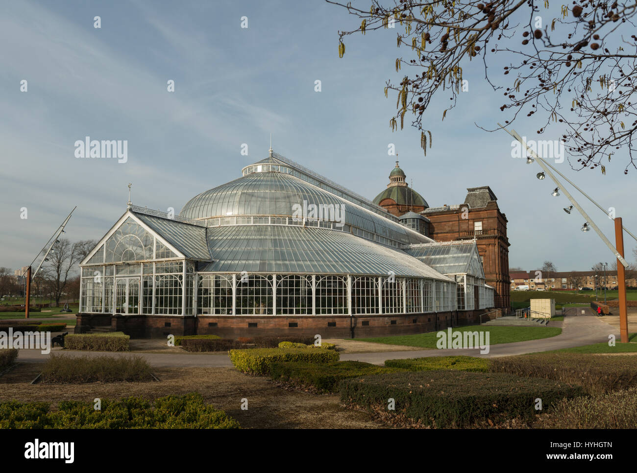 Palacio del Pueblo y jardines de invierno, verde de Glasgow, Glasgow, Escocia, Reino Unido Foto de stock
