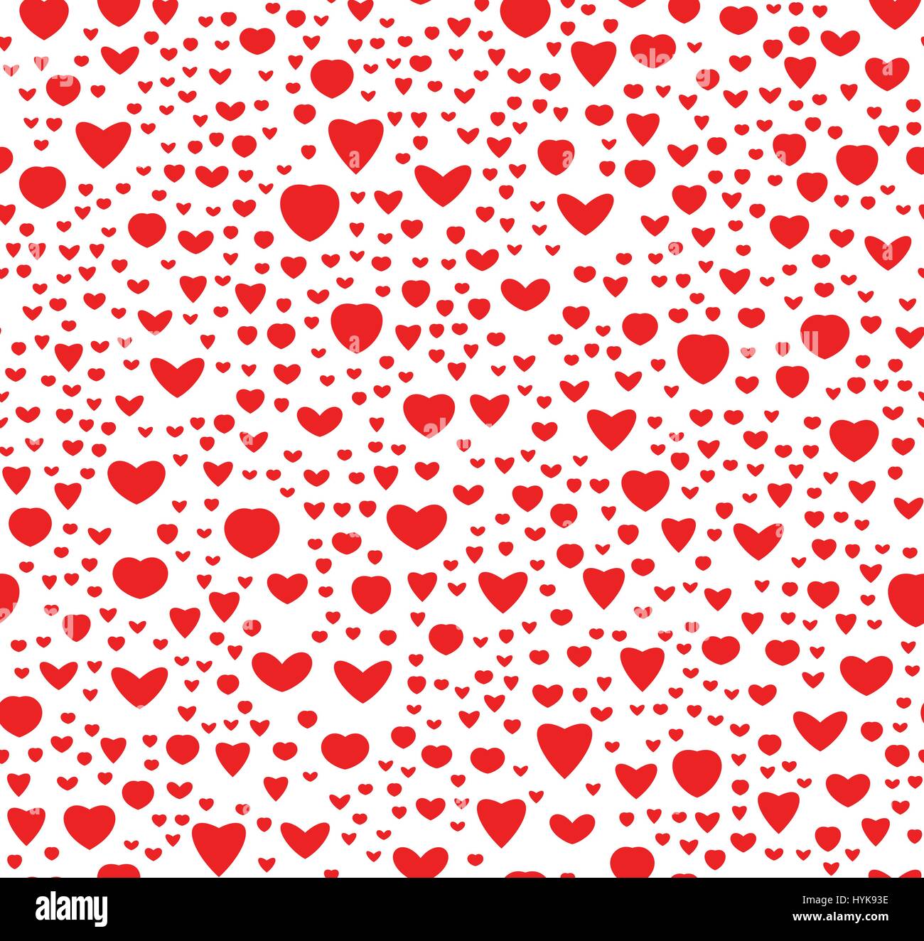 De color rojo y blanco, patrón de corazones perfecta textura de vacaciones, símbolo de amor ilustración vectorial de fondo Ilustración del Vector