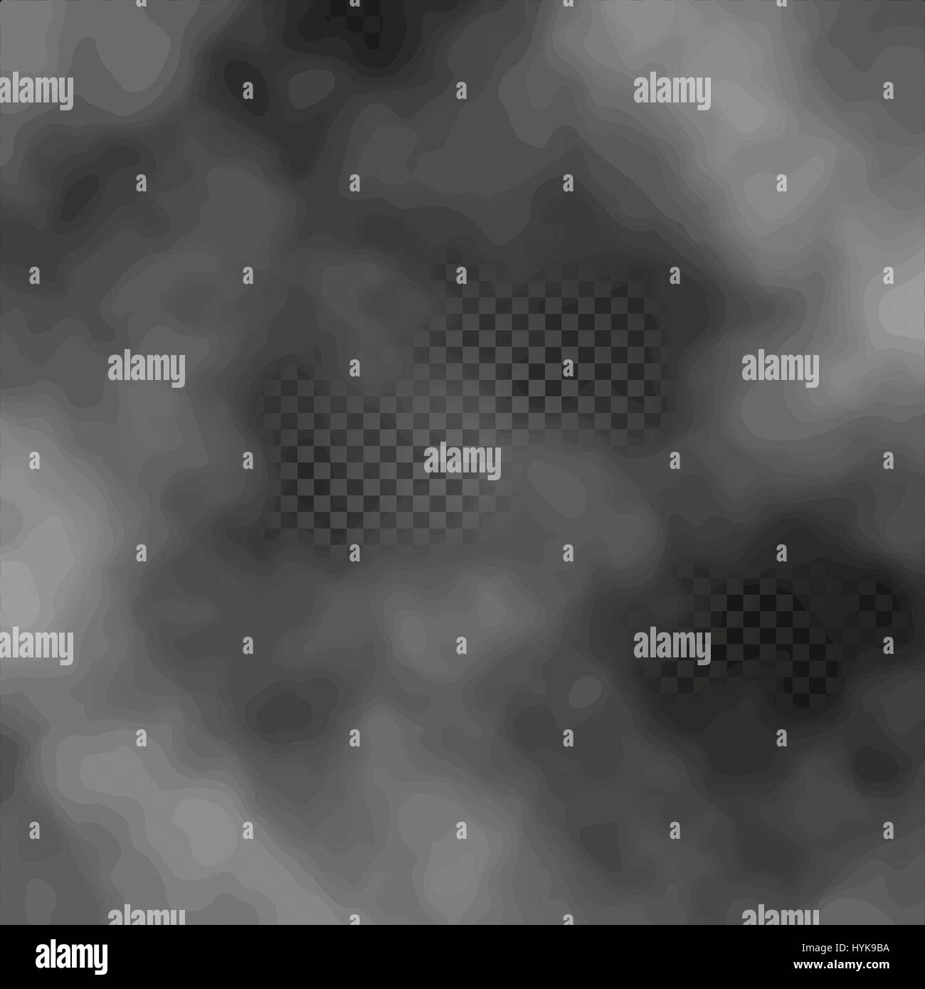 Niebla o humo transparente aislados efecto especial sobre fondo oscuro fondo cuadriculado misty ilustración vectorial Ilustración del Vector