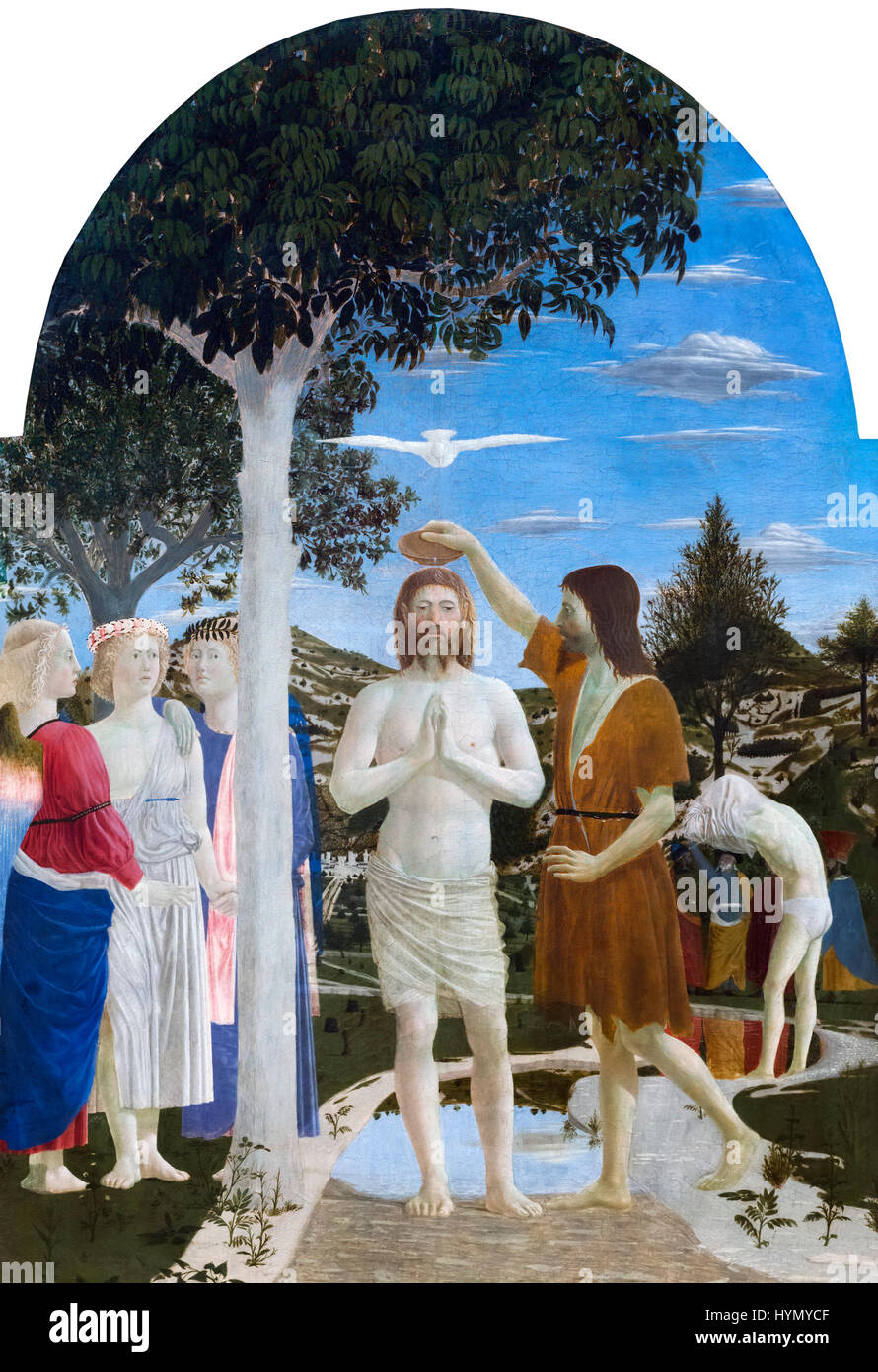 El Bautismo de Cristo por Piero della Francesca (c.1415/20-1492), óleo sobre álamo, 1450 Foto de stock