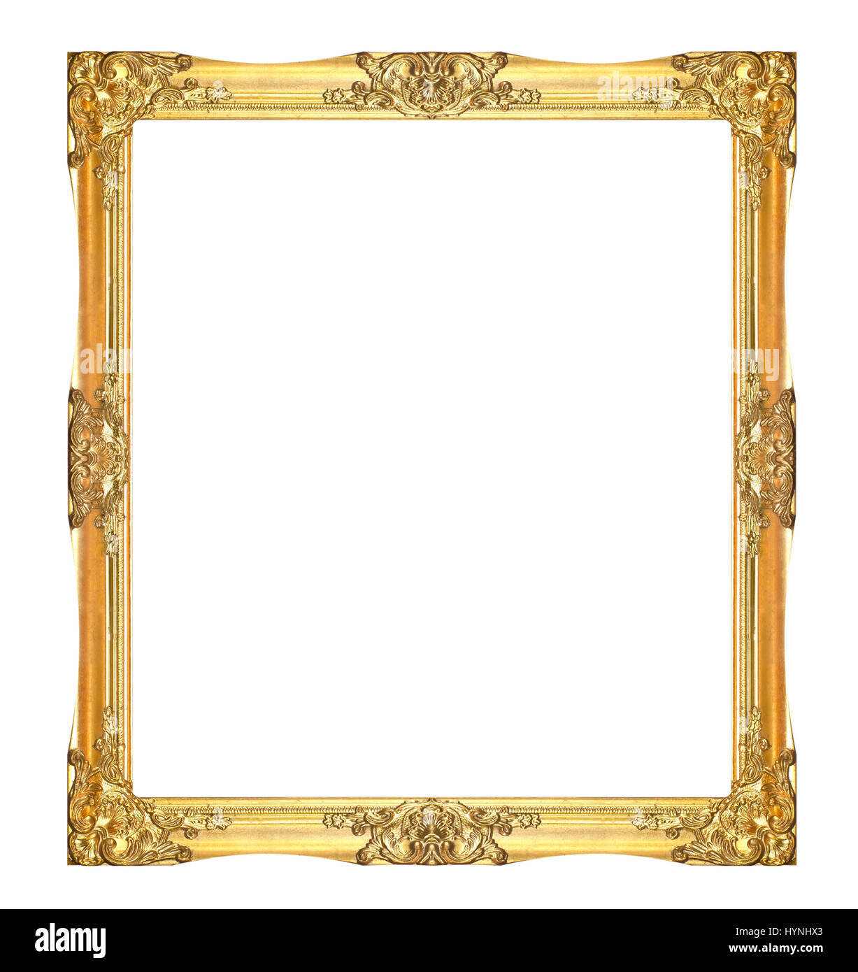 Antiguo marco dorado aislado sobre fondo blanco/Oro marco de fotos con  línea de esquina para imagen floral Fotografía de stock - Alamy