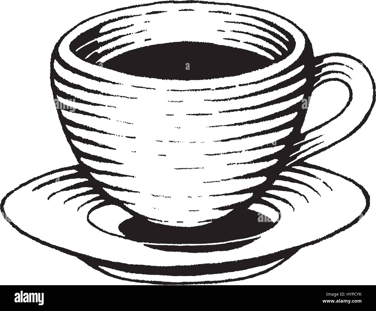 Ilustración vectorial de un estilo Scratchboard Bocetos de una taza de café Imagen Vector de