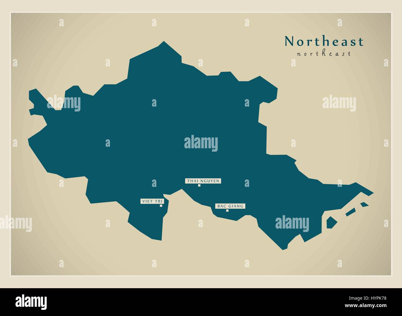 Mapa moderno - Northeast VN Ilustración del Vector