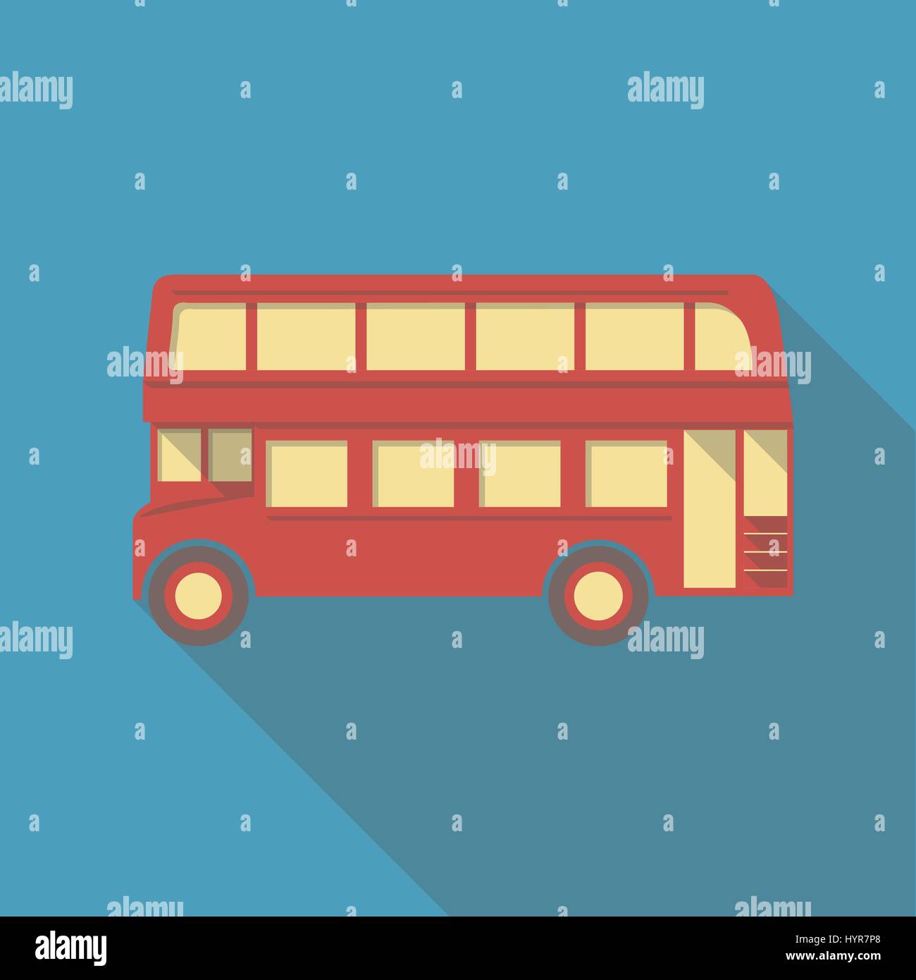 Ilustración vectorial larga sombra icono Plano de bus de Londres Ilustración del Vector