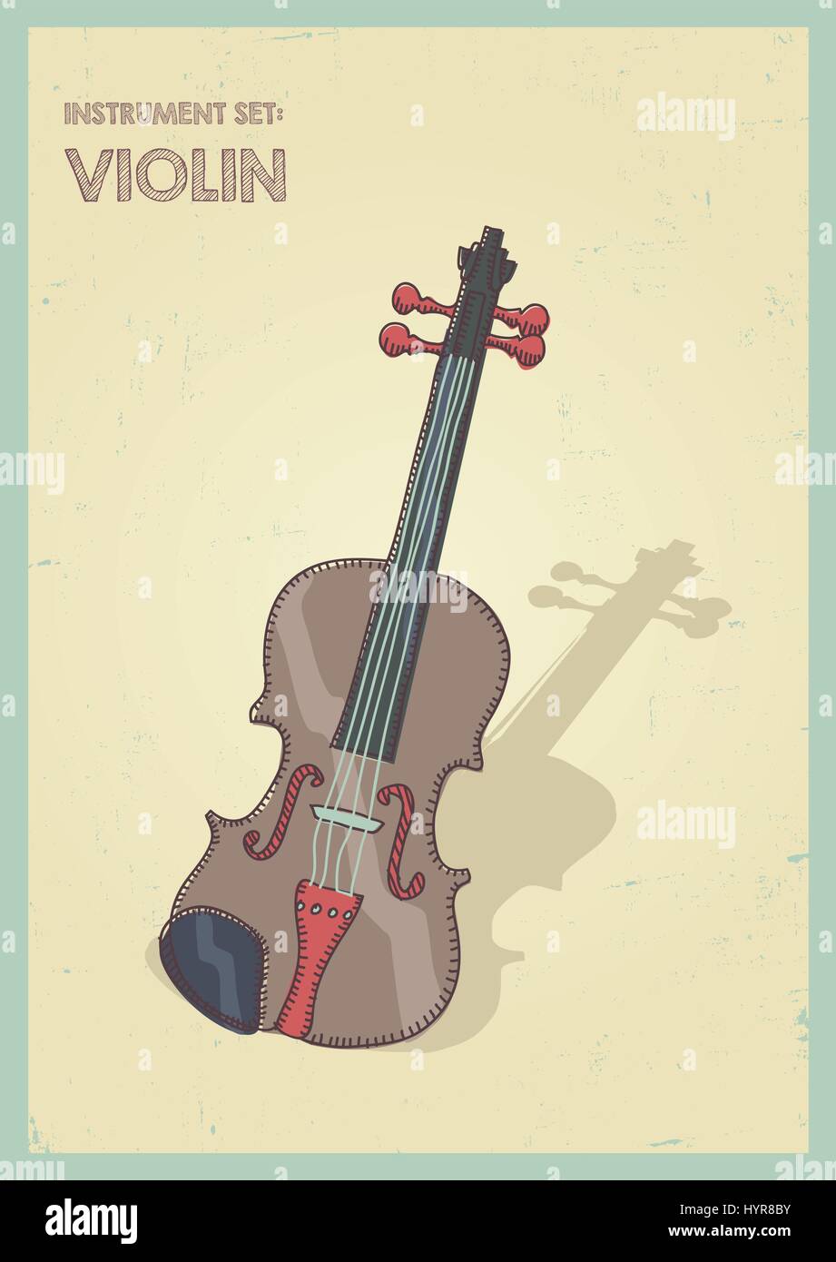 Mano de color de dibujo vectorial violín o viola la ilustración Imagen  Vector de stock - Alamy