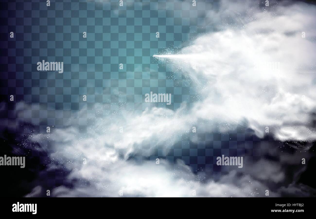 Niebla spray efecto especial, fondo transparente, ilustración 3d Ilustración del Vector