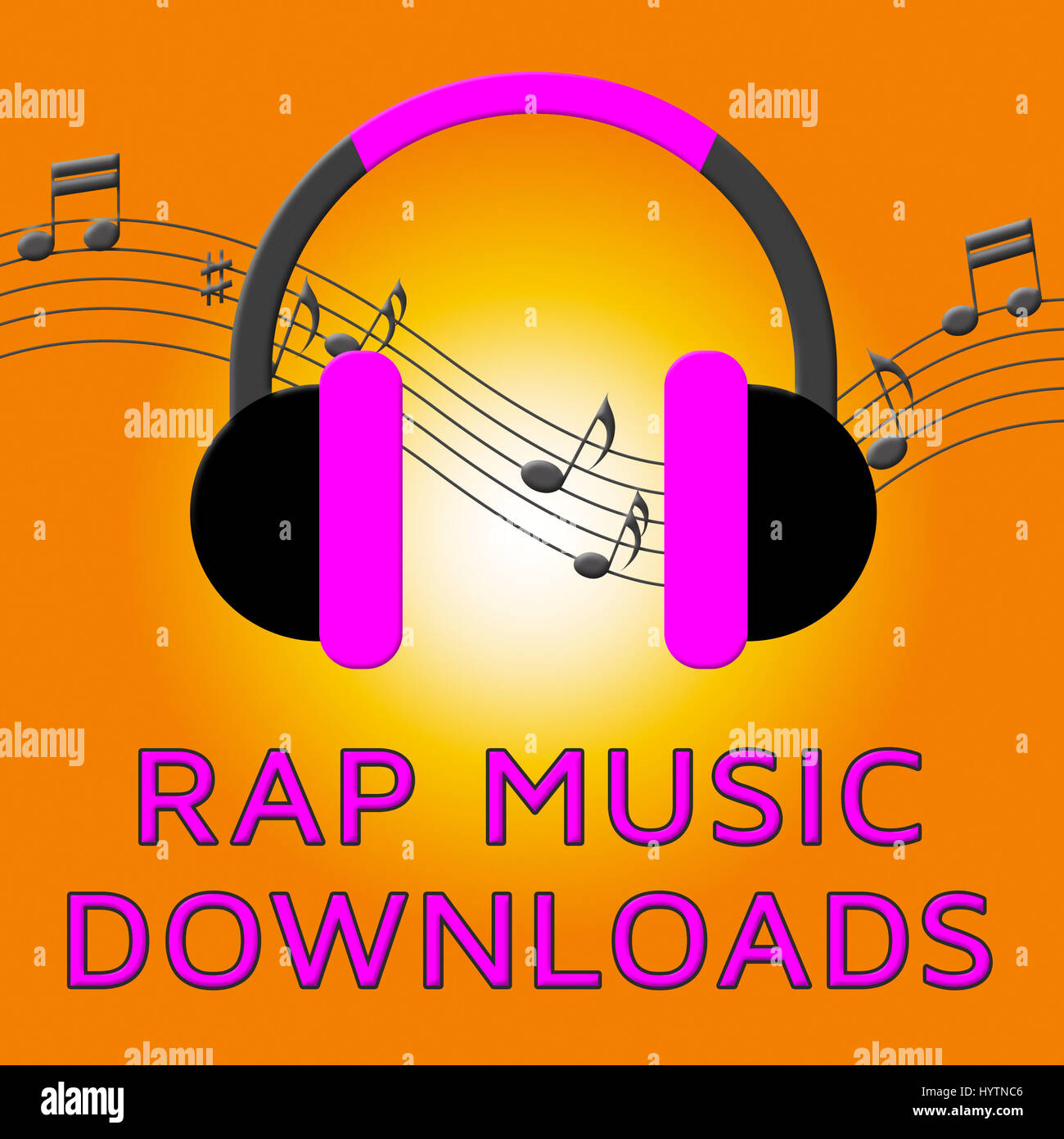 Auriculares de música rap significa descargar canciones Ilustración 3d  Fotografía de stock - Alamy