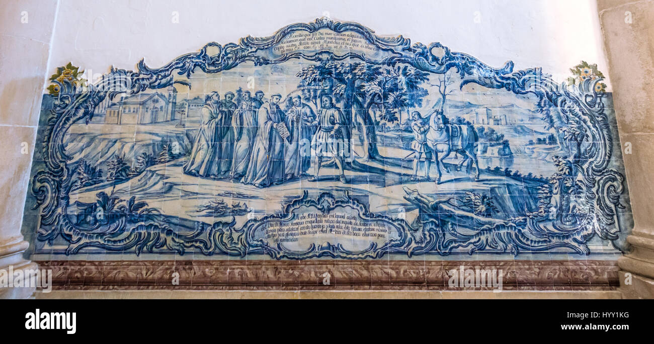 Azulejos en Kings Hall, Alcobaca, Portuga. Foto de stock