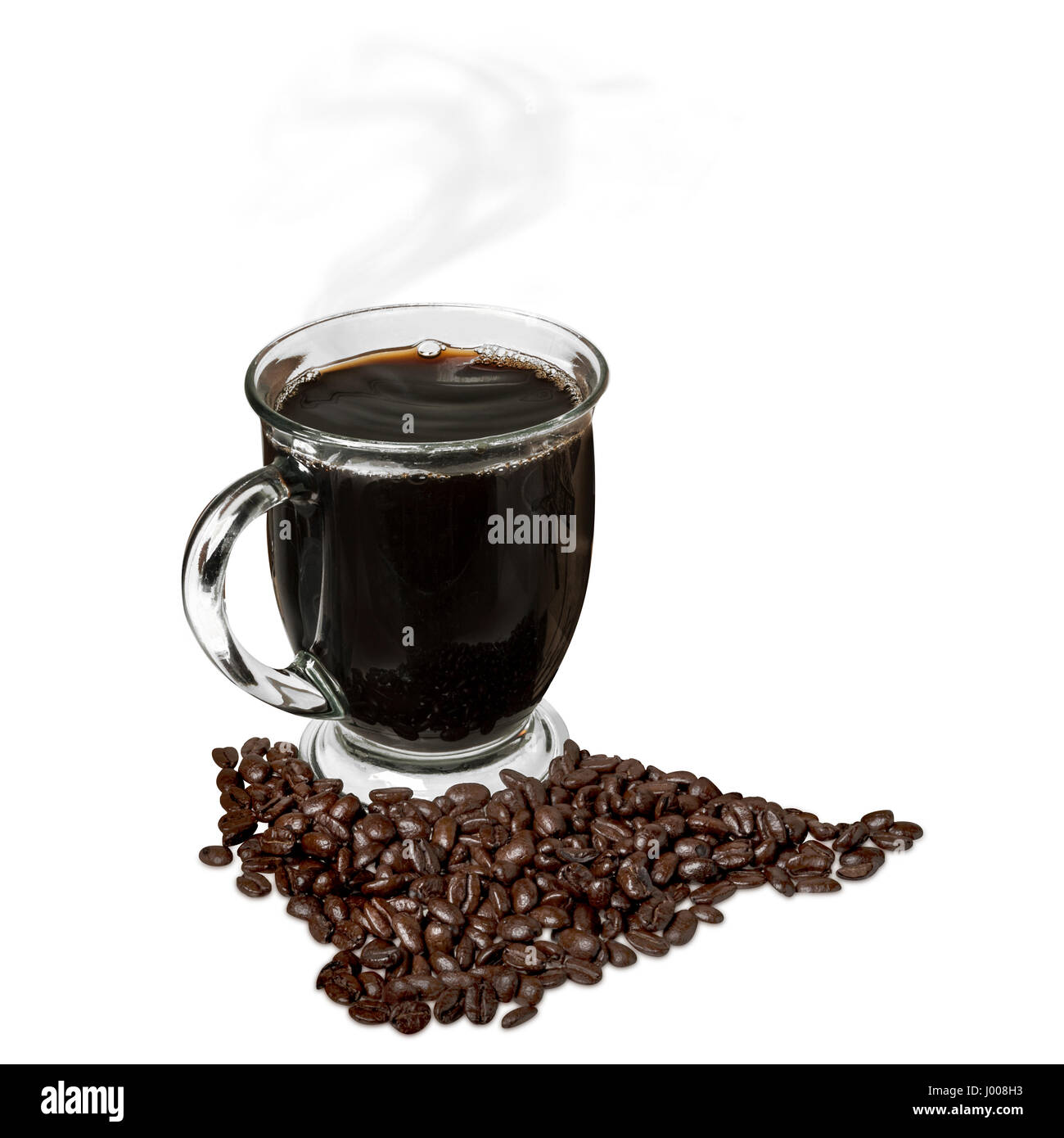 Taza de café con granos de café. Foto de stock
