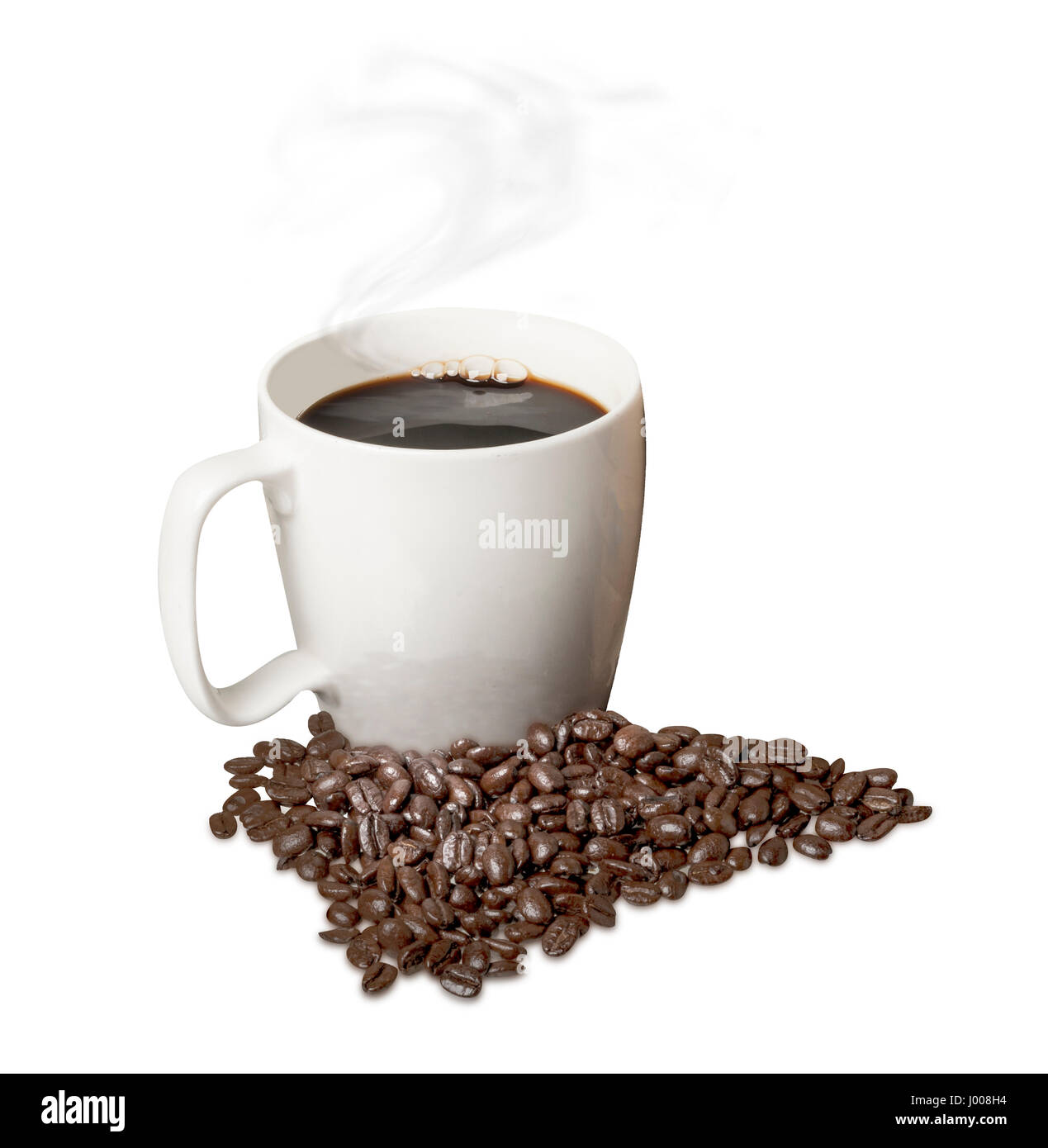 Taza de café con granos de café. Foto de stock