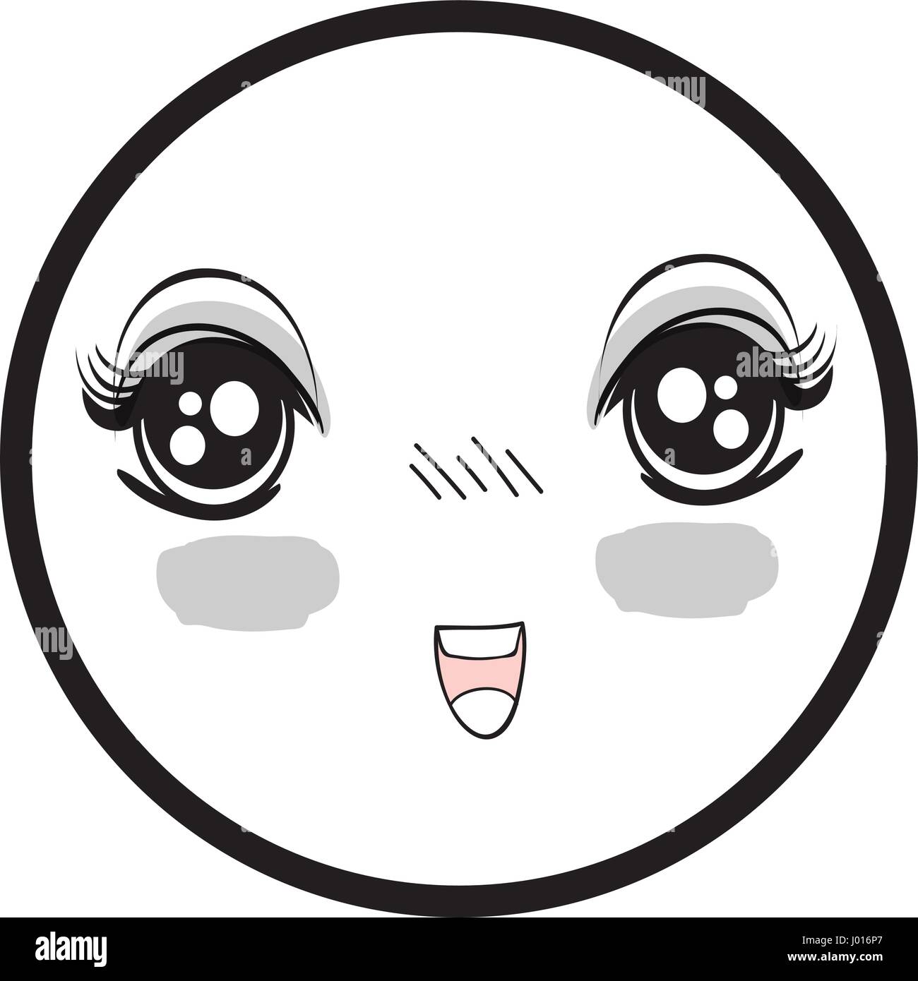 Símbolo anime sorprendida cara feliz mujer Imagen Vector de stock - Alamy