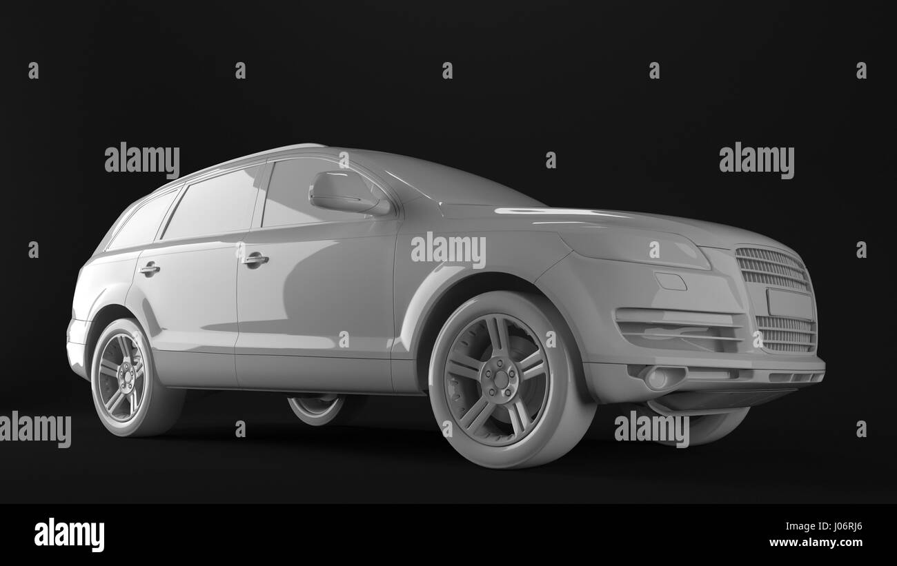 Representación 3D de una malla car white Foto de stock
