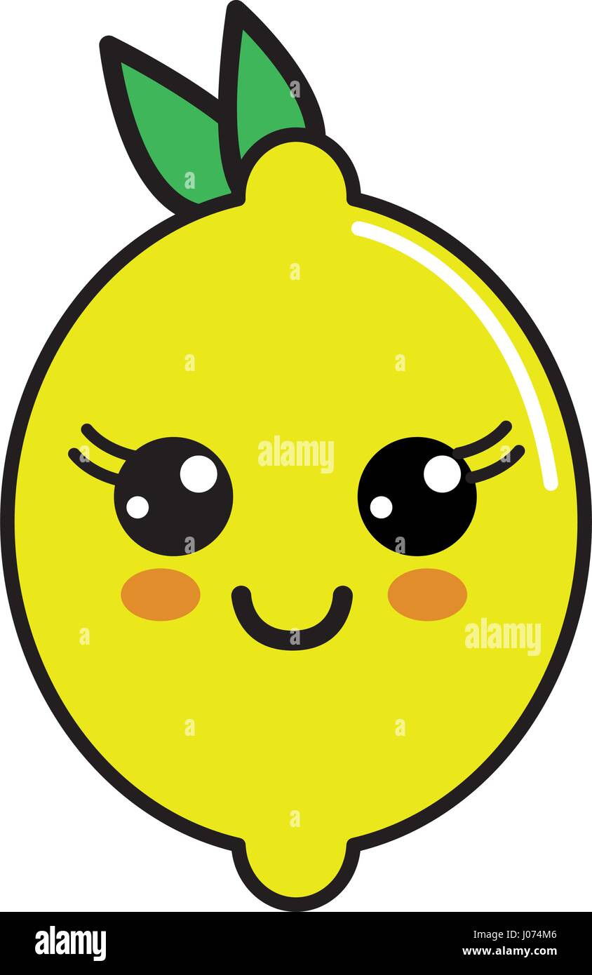 Kawaii bonito icono limón feliz Imagen Vector de stock - Alamy