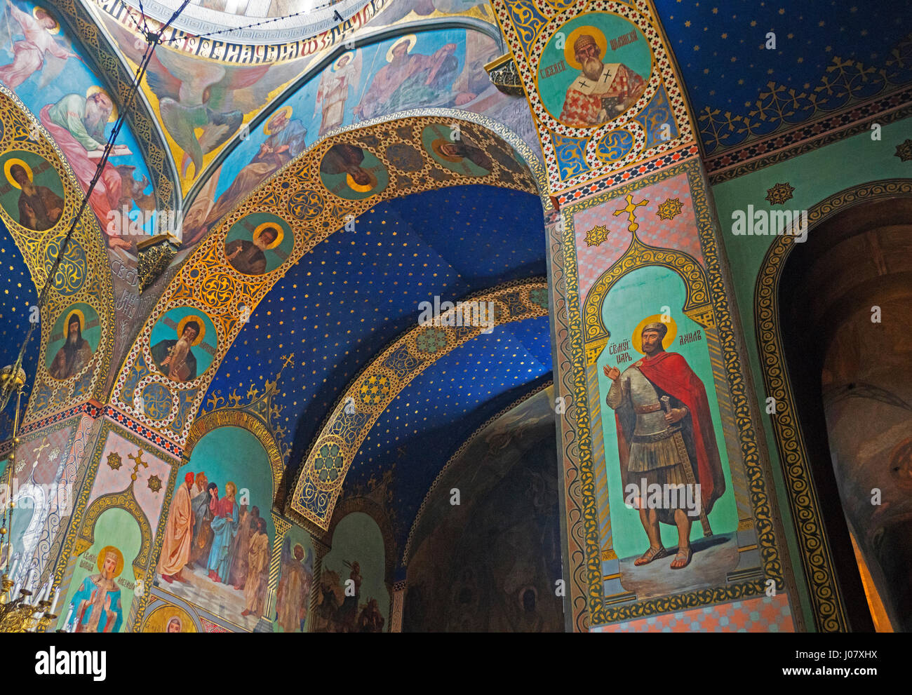 Los frescos de Sioni Catedral de la Dormición, la iglesia ortodoxa de Georgia en Tbilisi. Foto de stock