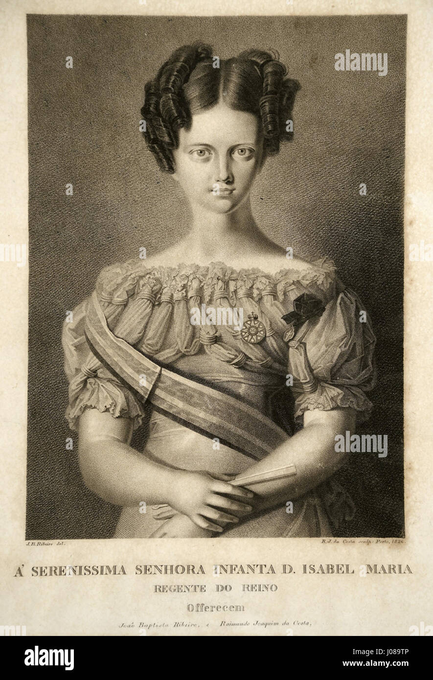 João Batista Ribeiro, Raimundo Joaquim da Costa - Retrato da la Infanta Doña María Isabel de Braganza, regente de Portugal Foto de stock