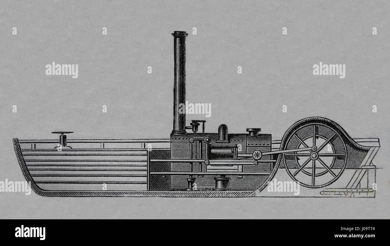 Charlotte Dundas. Segundo Steamboat. Diseñador por W. Symington. 1803. Grabado, nuestro siglo, 1883 Foto de stock