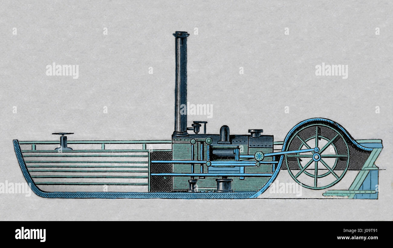 Charlotte Dundas. Segundo Steamboat. Diseñador por W. Symington. 1803. Grabado, nuestro siglo, 1883 Foto de stock