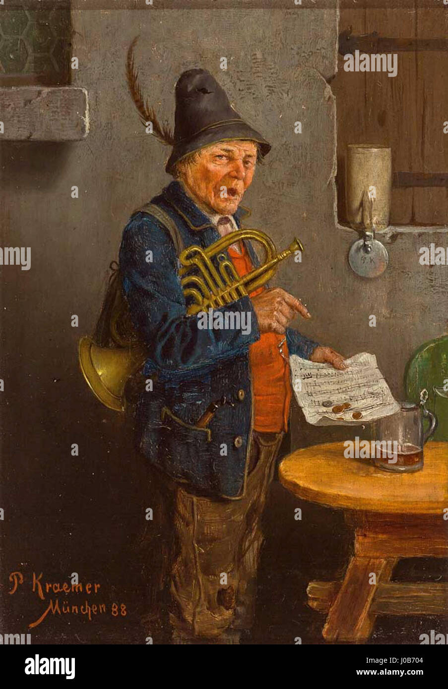 Peter Krämer II Enttäuschter Trompeter 1888 Foto de stock